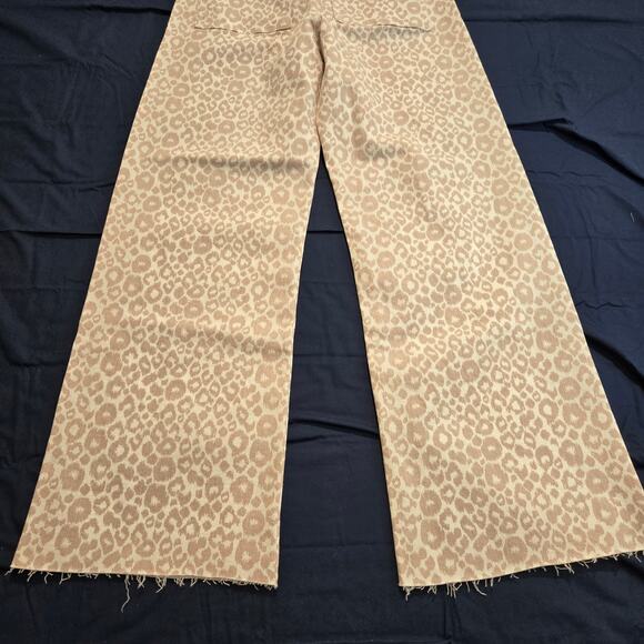 NWT Miou Muse Leopard Print Barrel Jeans Raw Hem High-rise Size S - Picture 9 of 12